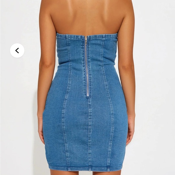 Fashion Nova Denim Strapless Dress - Picture 6 of 7